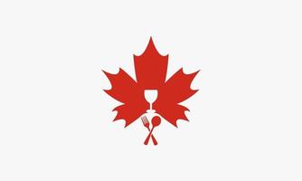 maple leaf with fork and spoon. restaurant logo design concept. vector