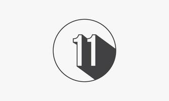 11 number circle line design flat vector. vector