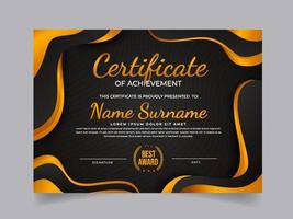 certificado conjunto de lujo color oro negro vector
