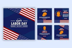 Social Media Post for Labor Day with Flag vector