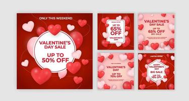 Collection of Set Valentine Day Social Media Post vector