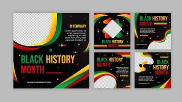 conjunto de plantillas de redes sociales para el mes de la historia negra vector