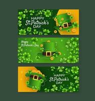 Banner Set of Shamrock in St. Patrick's Hat vector