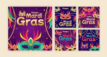 conjunto de colección de máscara de mardi gras de redes sociales vector