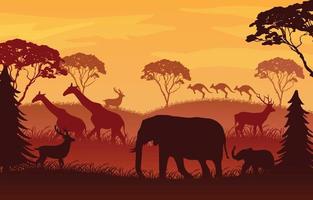 Wildlife Silhouette Background vector