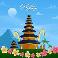 Nyepi Concept with Temple vector