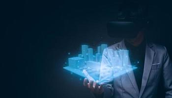 VR glasses virtual Global show city plan 3D metaverse photo
