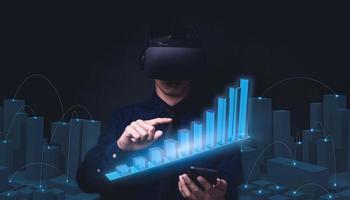 Business graph 3D VR glasses virtual Global metaverse photo