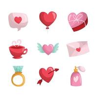 colección de iconos de doodle lindo del día de san valentín