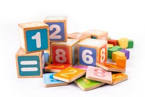 Math number colorful on white background, education study mathematics learning teach concept. photo