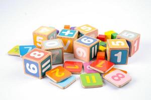 Math number colorful on white background, education study mathematics learning teach concept. photo
