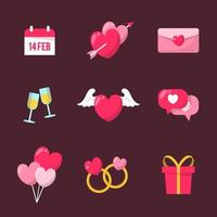 Flat Valentines Day Icon Collection