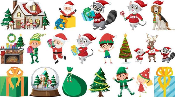 Isolated Christmas objects set