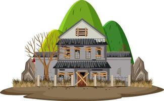 Isolated old broken house in the rural vector