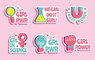 Sticker Woman in science concept free vector