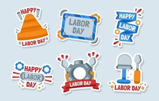 Happy Labor Day Sticker Collections vector