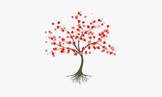 tree with heart leaves design vector illustration.