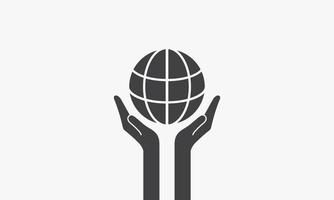 two open hands holding globe. vector illustration.