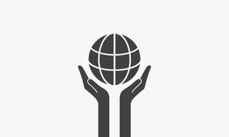 two open hands holding globe. vector illustration.