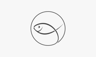 circle line fish icon logo design. vector illustration.