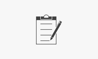 pen with clipboard vector illustration on white background. creative icon.