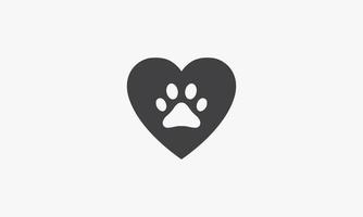 footprint in the heart vector illustration on white background. creative icon.