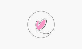 heart line circle logo isolated on white background. vector