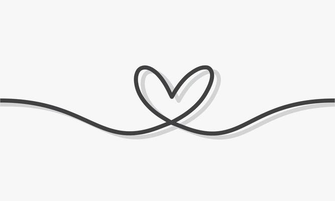 line drawing heart with shadow on white background.