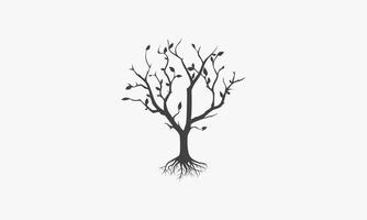 dry tree with fallen leaves icon. isolated white background. vector