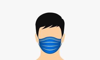 person wearing medical mask vector illustration on white background