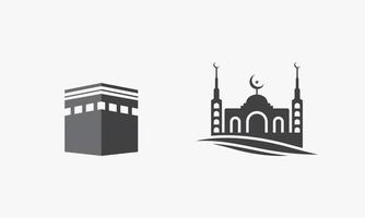 mezquita con la ilustración de vector de kaaba. icono creativo sobre fondo blanco.