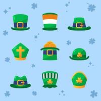 Assorted Green Hat For Celebrating Saint Patricks Day vector