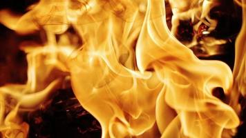 långsam förbränning öppen spis brand närbild video
