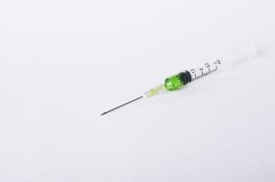 Vacuna antivirus verde para el fondo del concepto de medicina foto