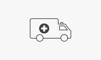 line icon truck car ambulance isolated on white background. vector