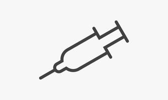 line icon injection syringe isolated on white background. vector