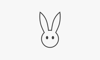 line icon head rabbit isolated on white background. vector