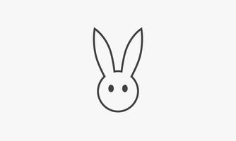 line icon head rabbit isolated on white background. vector