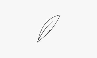 line icon feather quill plume isolated on white background. vector