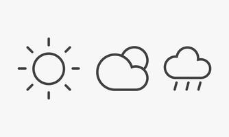 line icon set weather forecast isolated on white background.