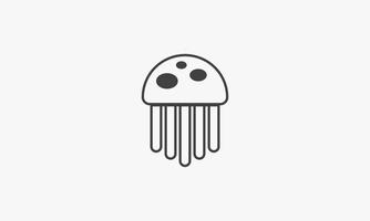 line icon jellyfish isolated white background. vector