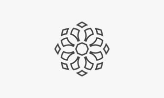 line icon abstract mandala flower isolated on white background. vector