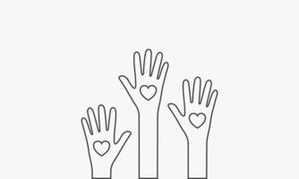 line icon heart hand raised vector illustration.