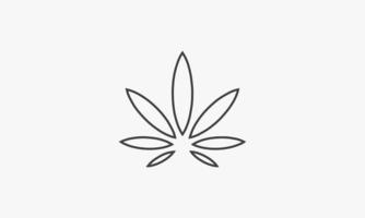 icono de línea hoja de marihuana abstracta aislado aislado sobre fondo blanco.