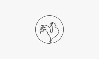 Gallo de icono de línea de círculo aislado sobre fondo blanco. vector