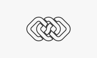 line icon three square bind each other isolated on white background. vector