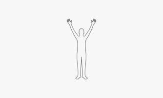 line icon people raise their hands isolated on white background. vector