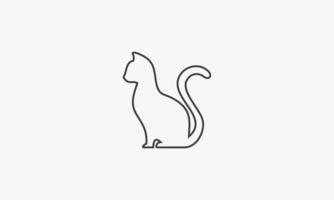 line icon cat isolated on white background. vector