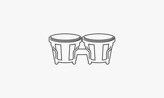 icono de línea bongo musical aislado sobre fondo blanco. vector