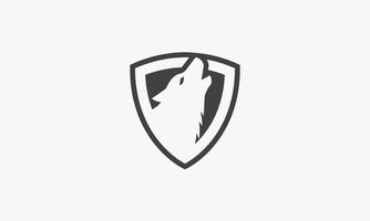 abstract line shield with wolf head design vector. vector